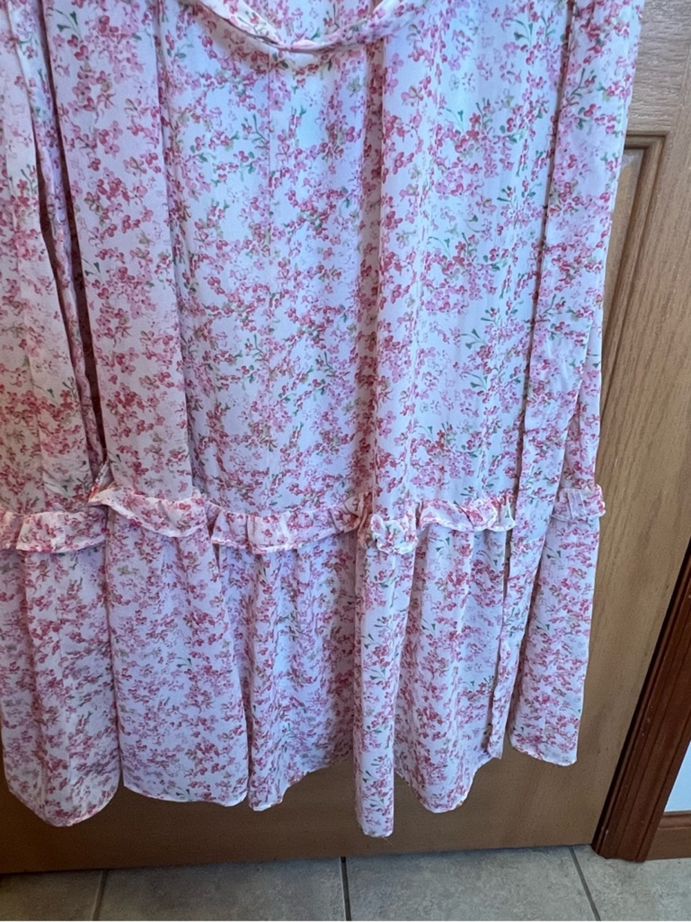 Emma & Michele Pink Floral Ruffled Maxi Dress - Picture 13 of 14